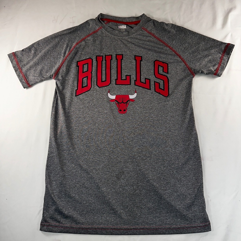 NBA Chicago Bulls Mens Small Gray Heather Performance Raglan T-Shirt Athletic